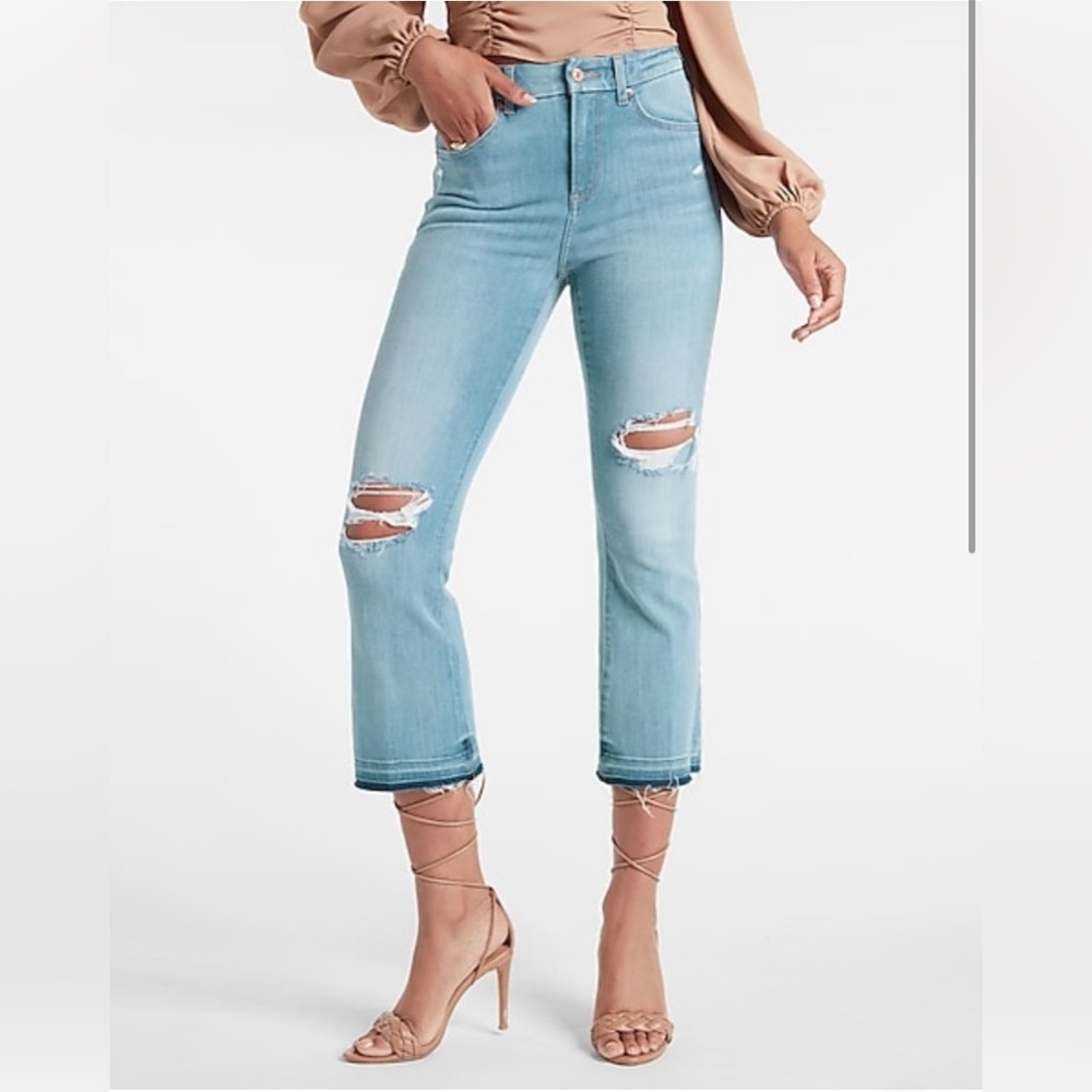 EXPRESS Cropped Flare High Rise Jeans (Ultra Hyper Stretch)